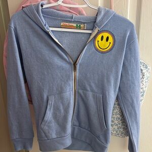 Vintage Havana Kids Blue Hoodie with Smiley Patch